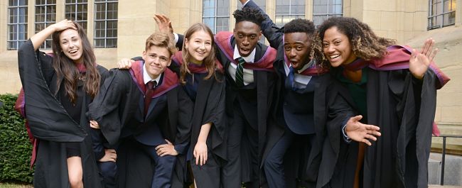 Students celebrating graduation